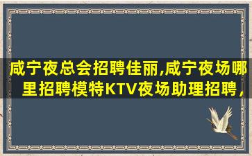 咸宁夜总会招聘佳丽,咸宁夜场哪里招聘模特KTV夜场助理招聘，